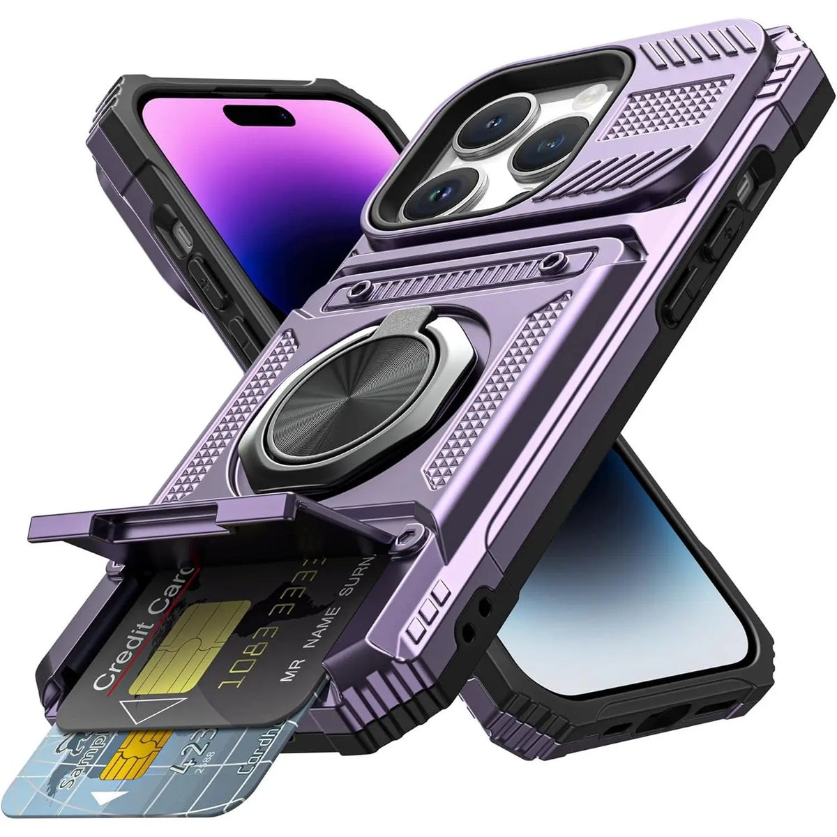 Magnetic Phone Cases for iPhone 18 Pro Max17 Pro Max 16 15 14 13 12 11 Pro Max Plus - 2-Card Holder 360° Magnetic Rotatable Ring Stand Kickstand,Military Grade Protection Heavy Duty Shockproof Protection Accessories for Devices Case for iphone 18 Pro Max